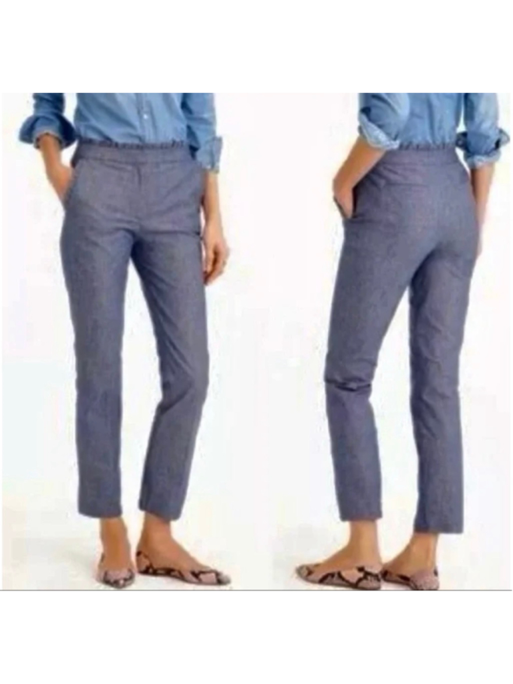 J. Crew chambray cropped ruffle waist pants size 6